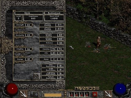 Diablo 2 Barbarian Stat Sheet Level Up