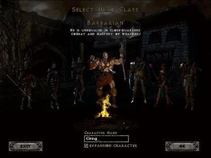 Diablo 2 Character Select Barbarian