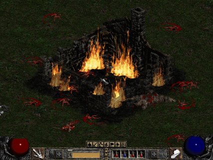 Diablo 2 House On Fire Bloody Dead Demons