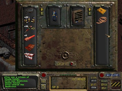 Fallout Shady Sands Bookcase Inventory Rope