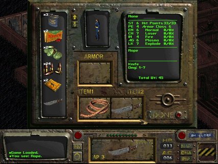 Fallout Vault 15 Inventory Rope
