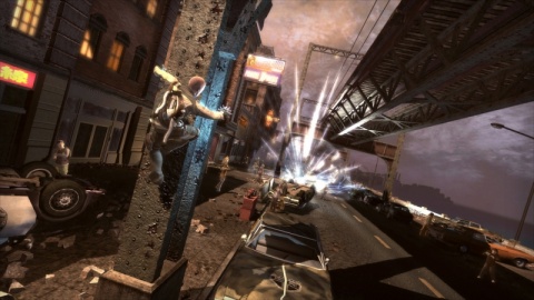 Infamous Cole Climbing Shooting Electricity