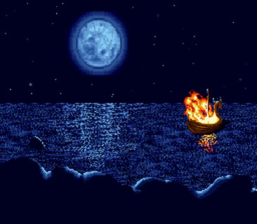 Lost Vikings Game Over Moon Viking Ship On Fire