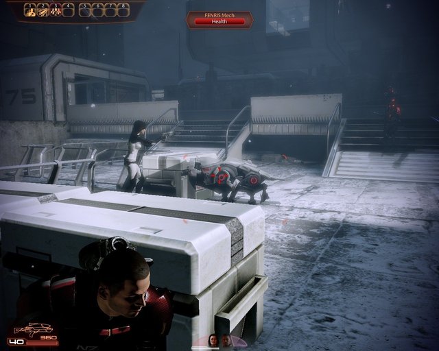 Mass Effect 2 Shepard Miranda Battle Fenris Mech Dog