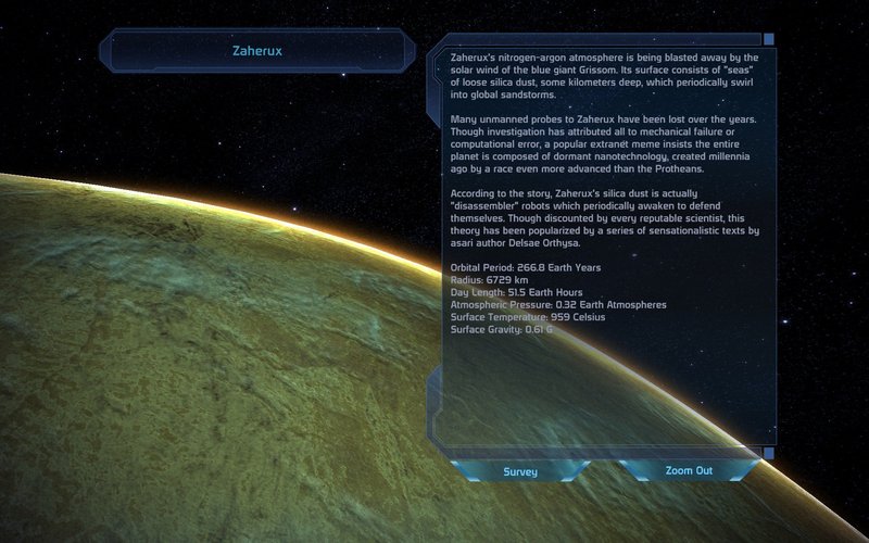 Mass Effect Zaherux Planet Information