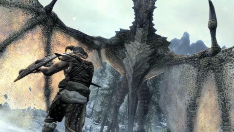 Skyrim Huge Dragon Battle
