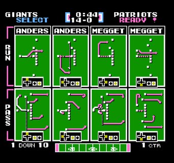 Tecmo Super Bowl Giants Patriots Playbook